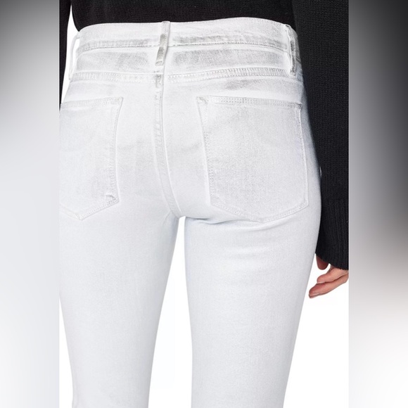 FRAME Le High Straight White/Silver Coated Jeans NWT - Picture 4 of 10